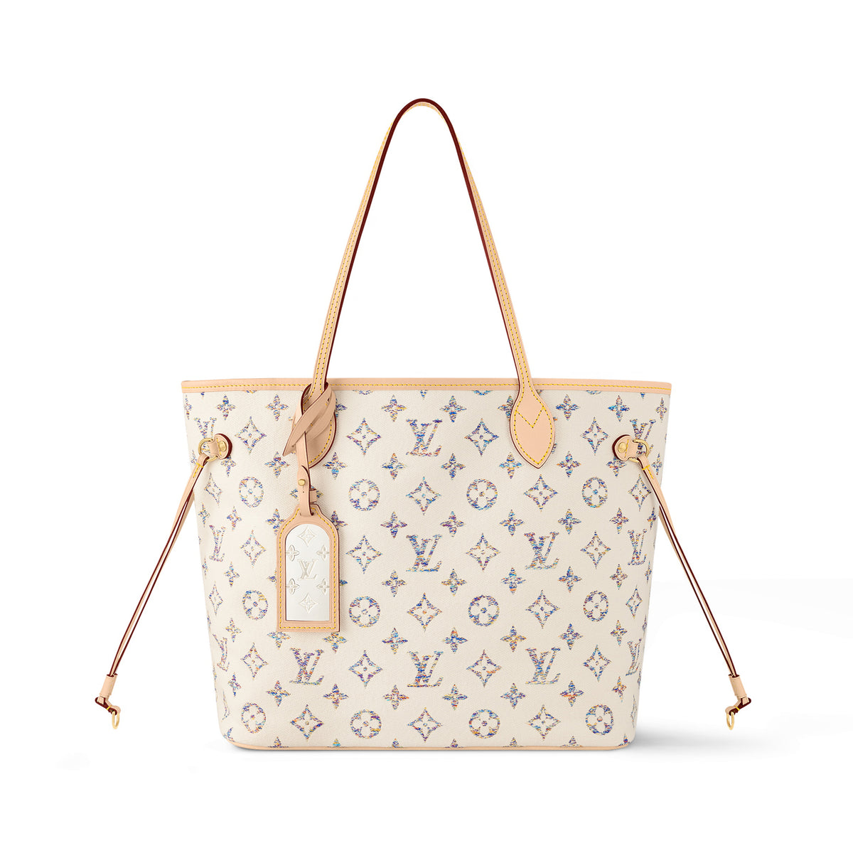 Louis Vuitton Neverfull Nautical MM Embossed White Light Brown Coated Canvas Shoulder Crossbody Tote Bag Bags #99683