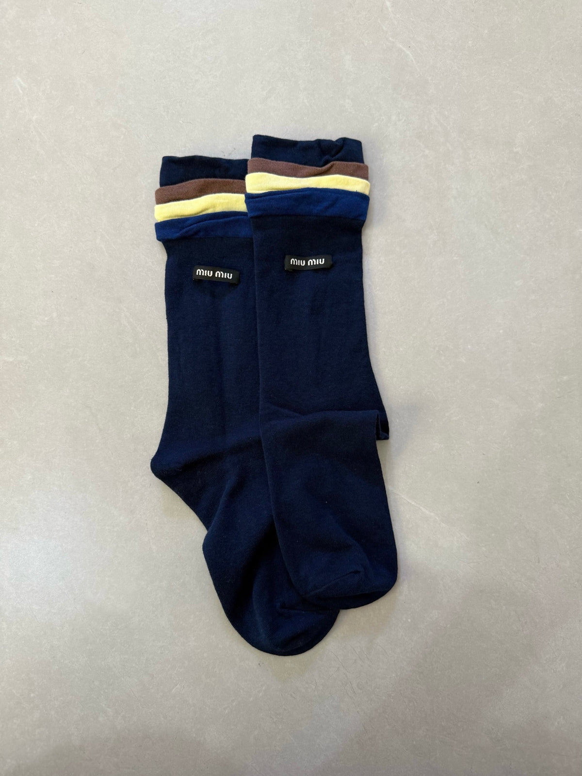 MiuMiu Contrast Color Cotton Socks #330894