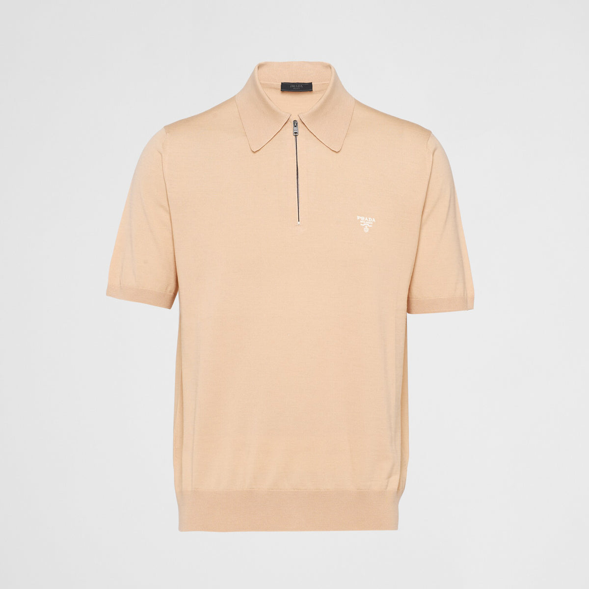 Prada Men's Summer Solid Colour Zip Polo Neck Polyester Lapel Short Sleeve T-Shirt #76682