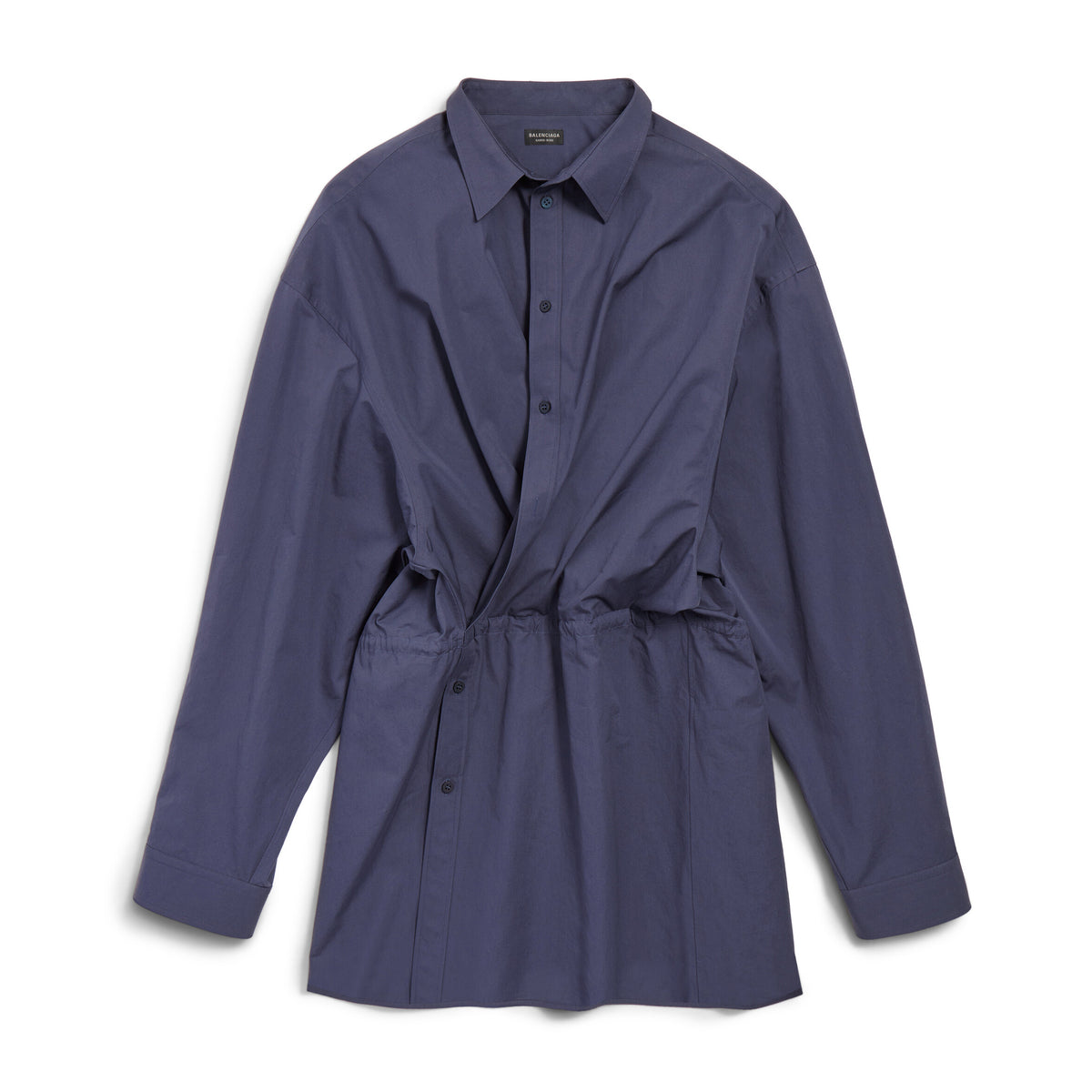 Balenciaga Women's Spring and Autumn Solid Color Waisted Shirt Neck Regular Fit Long Sleeve Dresses #75261