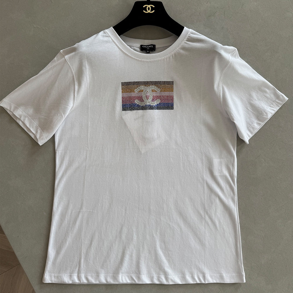 Chanel  White Multi Sequin T-Shirt #376942
