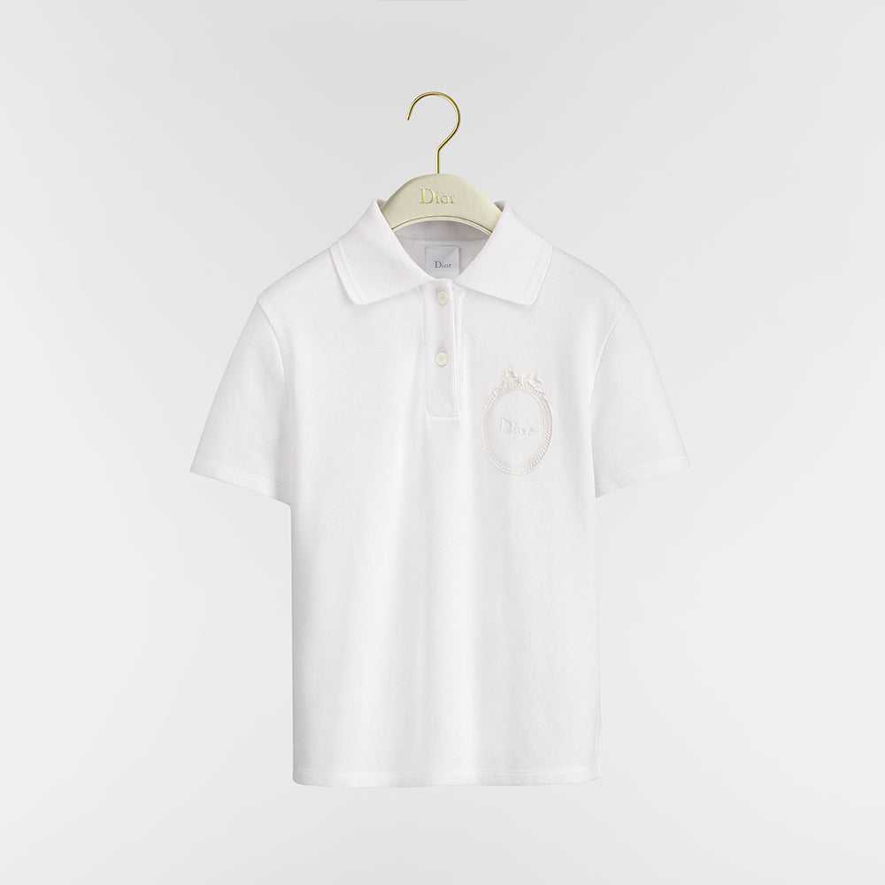 DIOR Dior M¨¦daillon Embroidered Polo Shirt White Cotton-Blend Piqu¨¦ #379222
