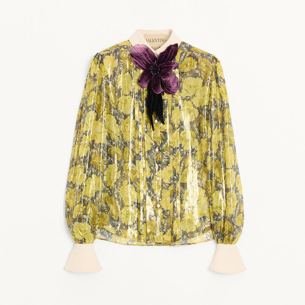 Valentino Lurex Shirt With Apr¨¨s L hiver Poppies Print Multicolor #379279