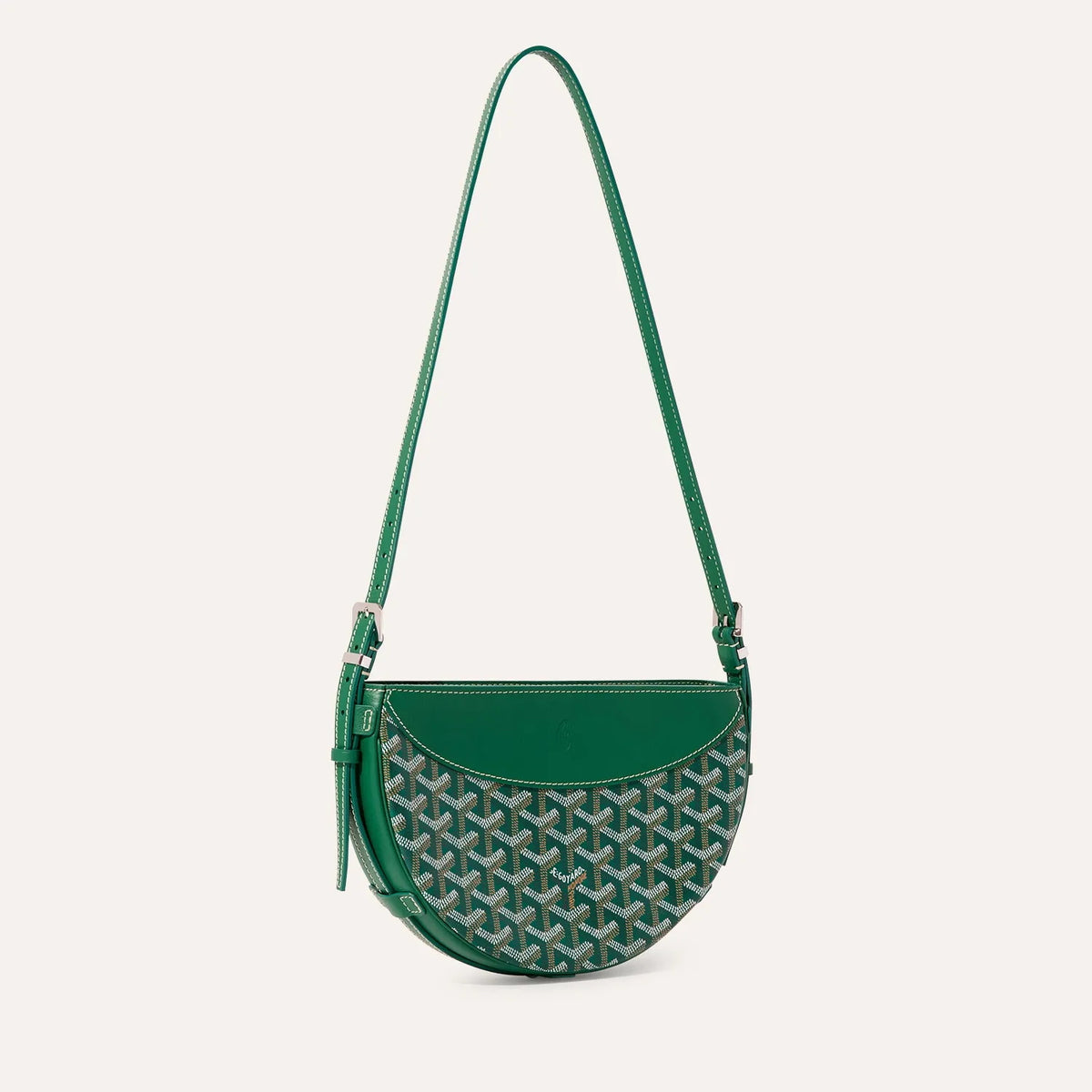 Goyard Men's And Women's Solid Color Old Flowers Full Print Zipper Closure Canvas Spell Calfskin Half Moon Shoulder Crossbody Bag Bags #73638