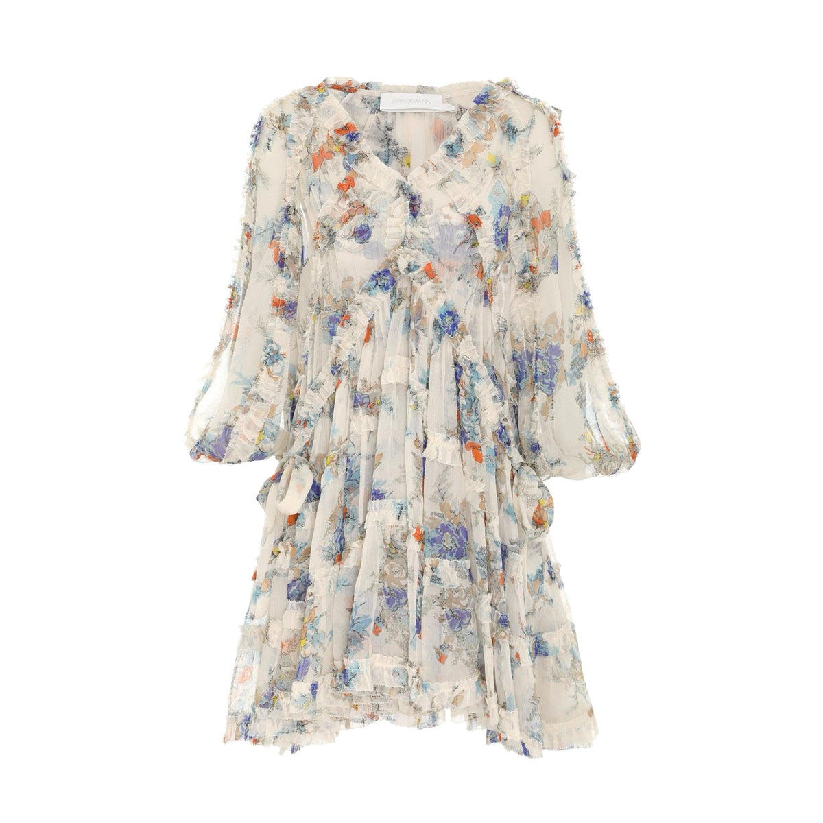 Zimmermann Women's Summer Floral Printed V-Neck Long Sleeve Dress With Camisole Top #76913