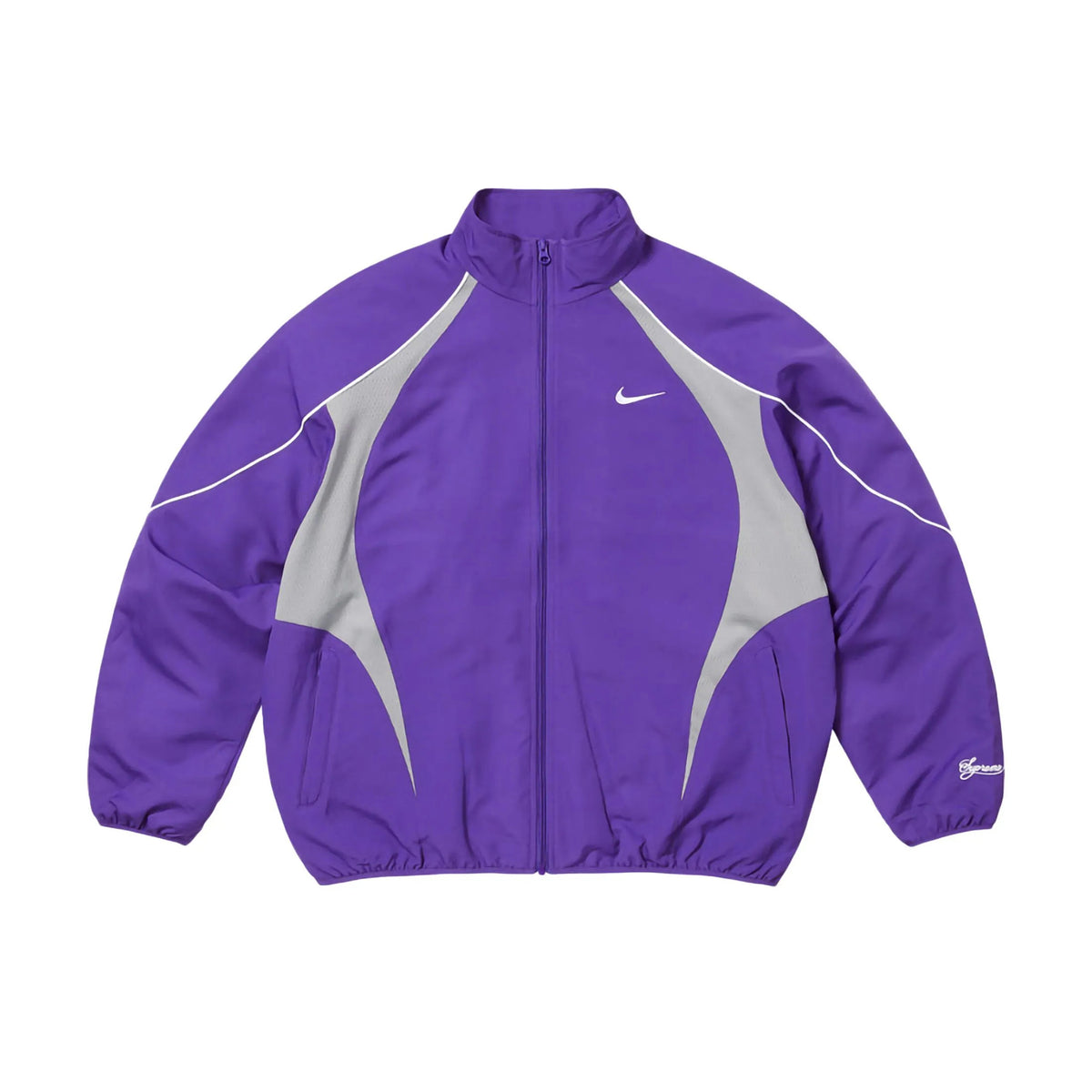 Supreme x Nike Men's Fashionable Cuff Embroidery Zipper Fitted Long-Sleeved Solid Color Sports Jacket Casual Striped Elastic Loose Sports Pants #81521
