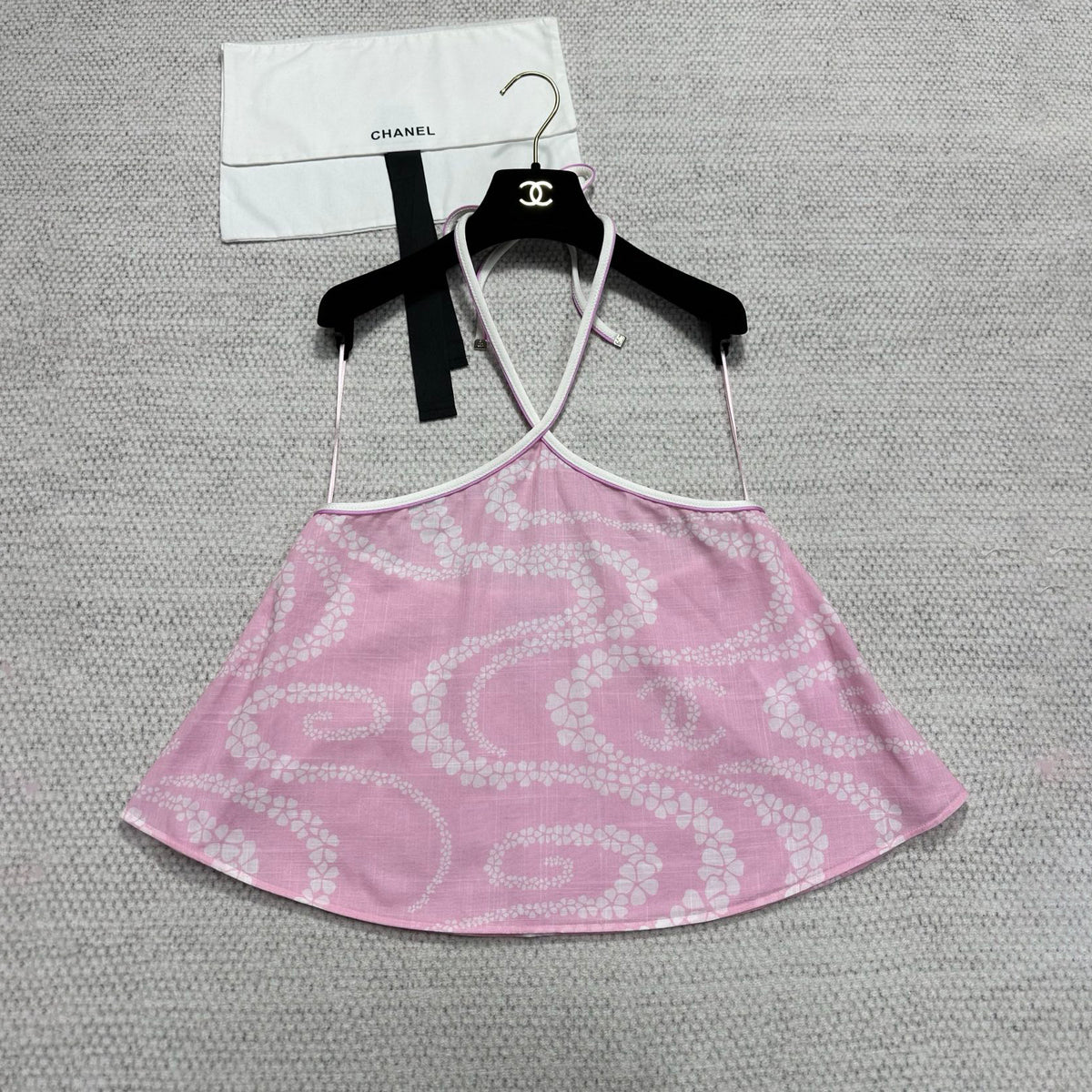 Chanel Women's Summer Solid Color Printed Cotton Halter Neck Top #77254