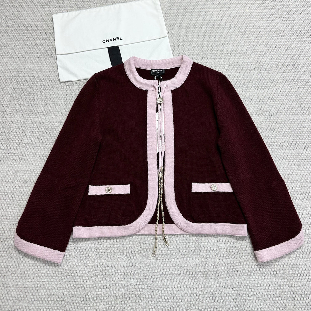 Chanel Women's Spring And Summer Pink Blue Green Splicing Knitted Cardigan Fashion Simple Temperament Elegant Short Jacket Ngvp #2226