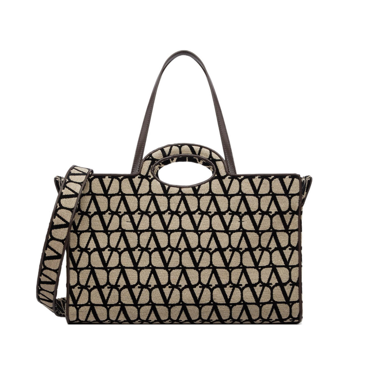 Valentino Women's Solid Color Detachable Shoulder Strap V Logo Leather Tote Bag Shopper Shoulder Bags #73975