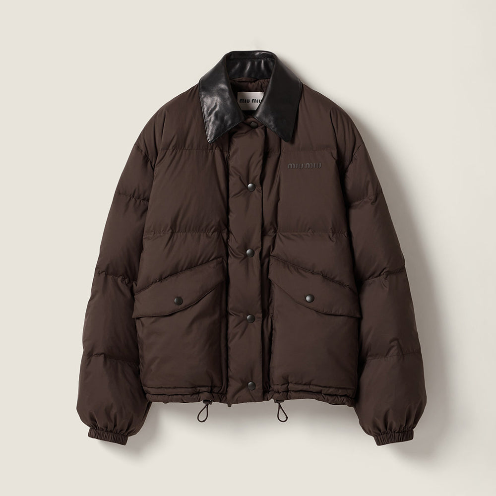 MiuMiu Ebony Technical Pong¨¦ Cropped Down Jacket  #335949