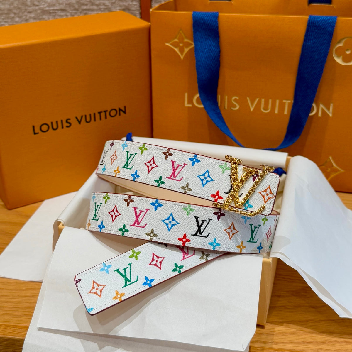 Louis Vuitton x TM Women's Logo Printed Solid Color Reversible Belt Jewelry Width 3cm  Accessories #76326