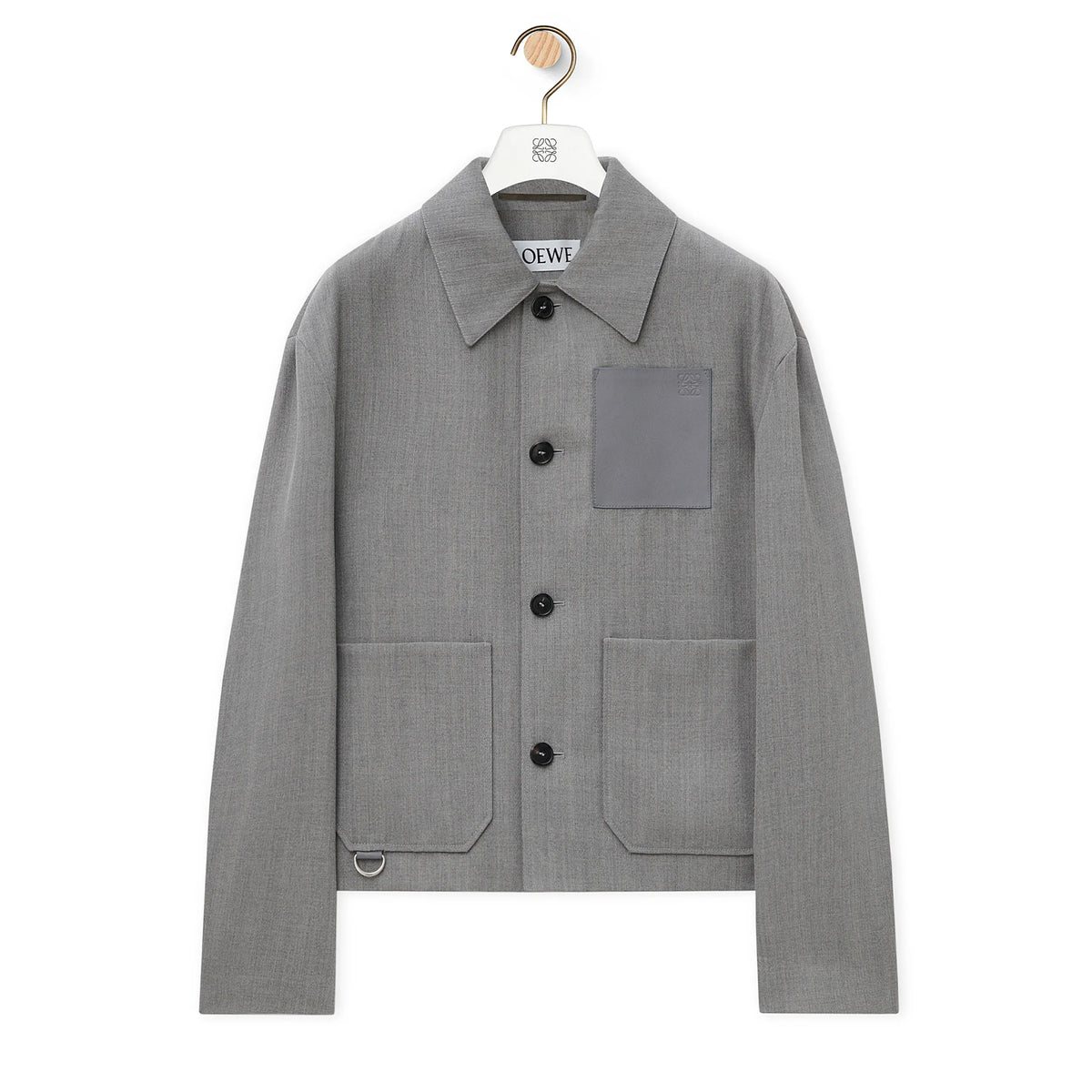 Loewe Men's Autumn And Winter Wool Work Jacket Solid Colour Pockets Loose Fit Lapel Single-breasted Fashion Casual Jacket? #71842
