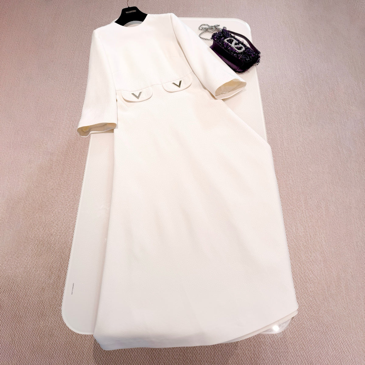 Valentino Crepe Couture Midi Dress Women's Spring And Summer Temperament Dresses Classic Models Exquisite And Elegant Long Dresses Medium-sleeved Dress Dresses Ngvp #1966