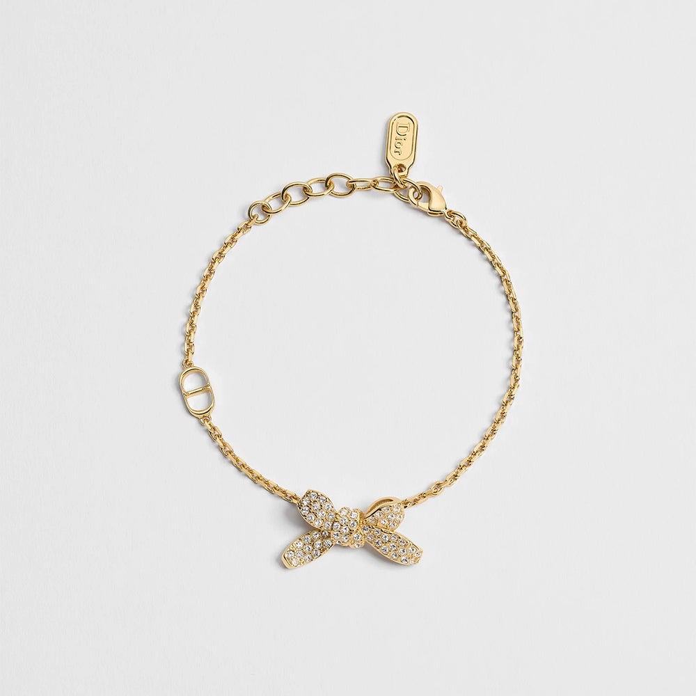 DIOR Delicate Bow Bracelet Gold-Finish Metal and Crystals #379150