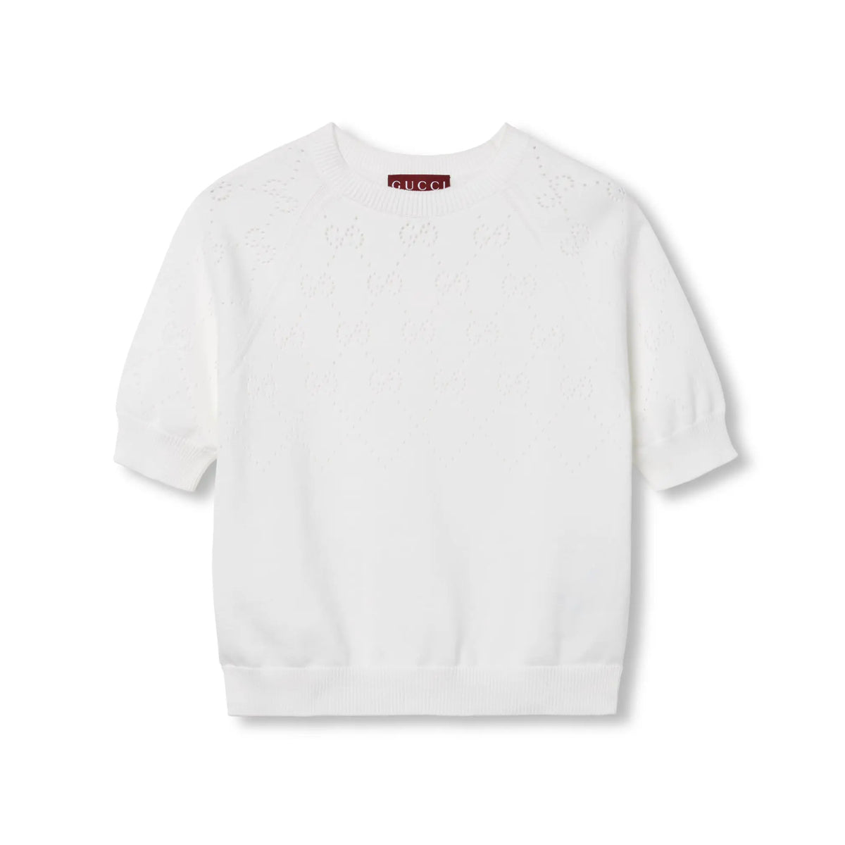 Gucci Women's Summer Solid Color Jacquard Round Neck Short Sleeve Knitted Sweater T-shirt #77163