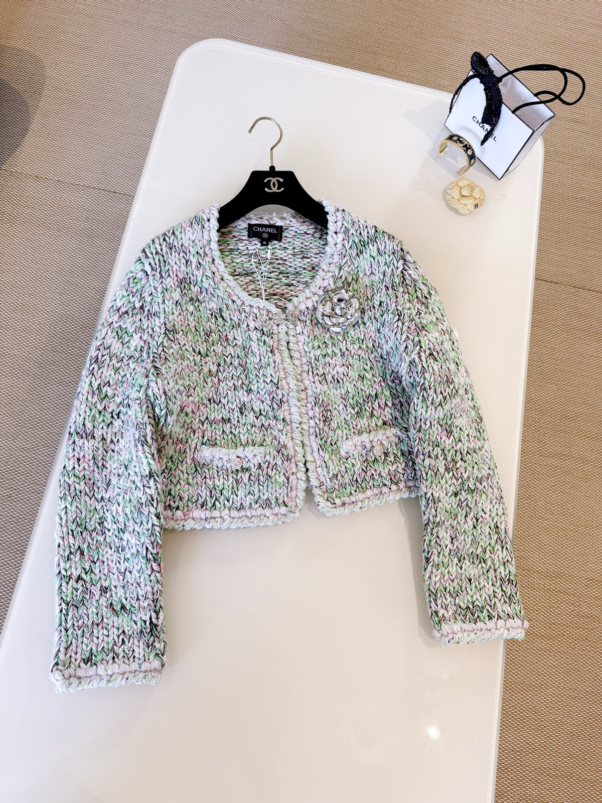 Chanel Jacket Cotton Wool Multicolour #333815