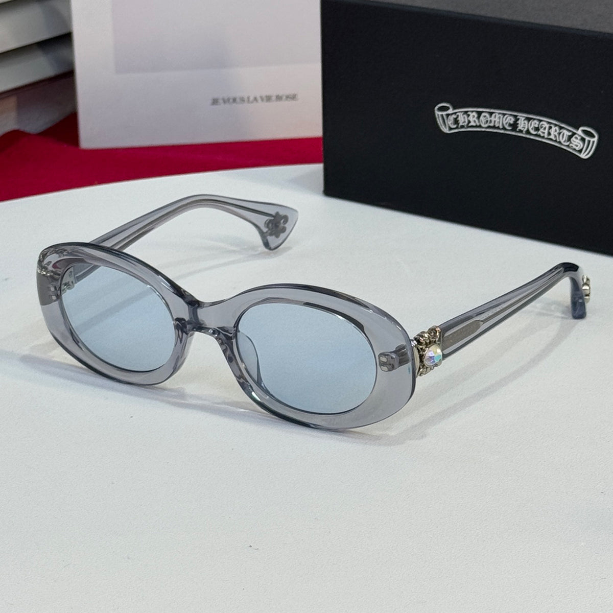 Chrome Hearts Men's Women's High Fashion Jewelry Collection Sunglasses Casual Solid Oval Glasses  Accessories #76218
