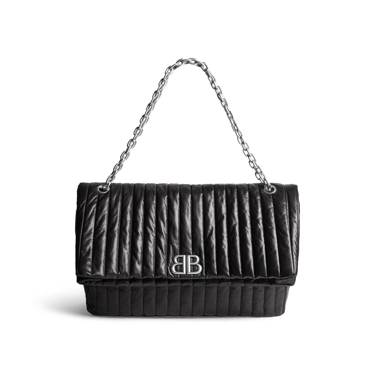 Balenciaga MONACO Leather Striped Chain Bag #21868