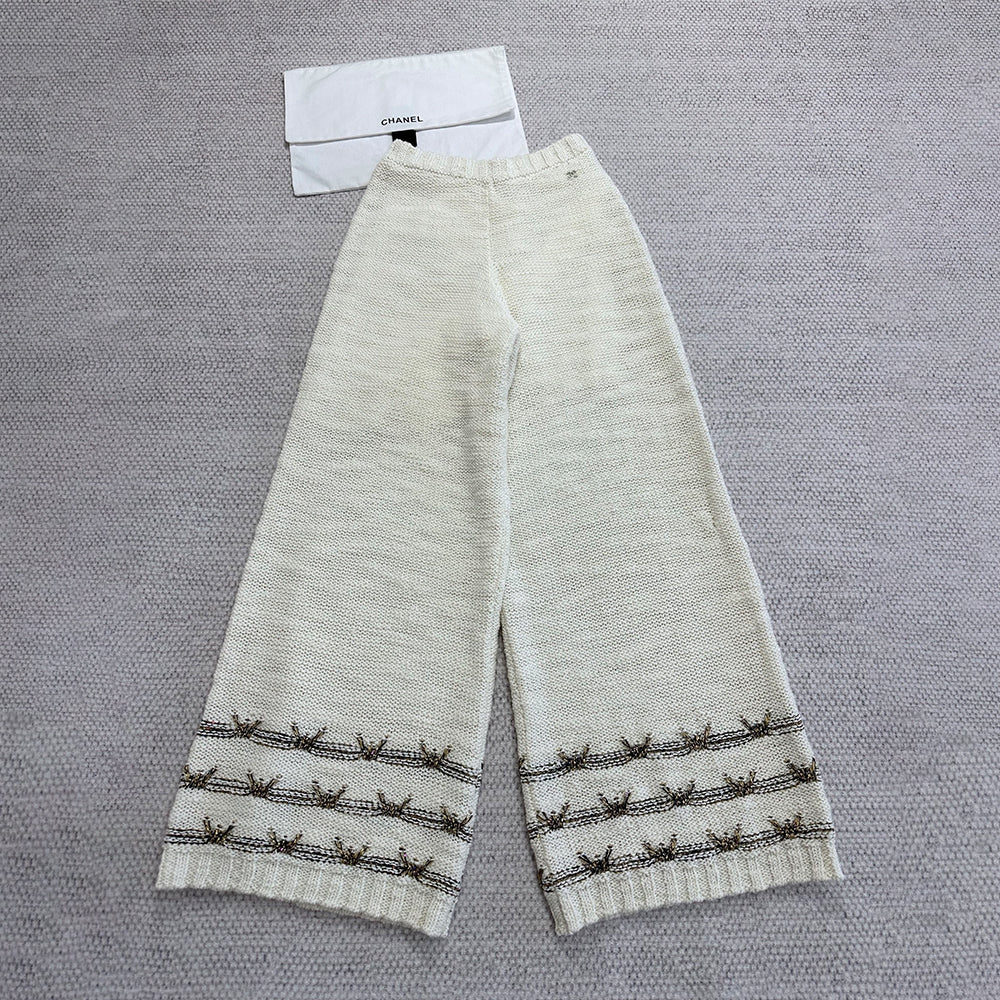 Chanel 25A Gold Thread Wide Leg Pants #333711
