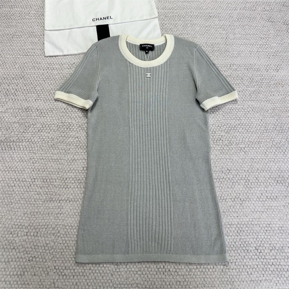 Chanel Women's Summer Solid Color Cotton Knitted Round Neck Short Sleeve T-Shirt #77364