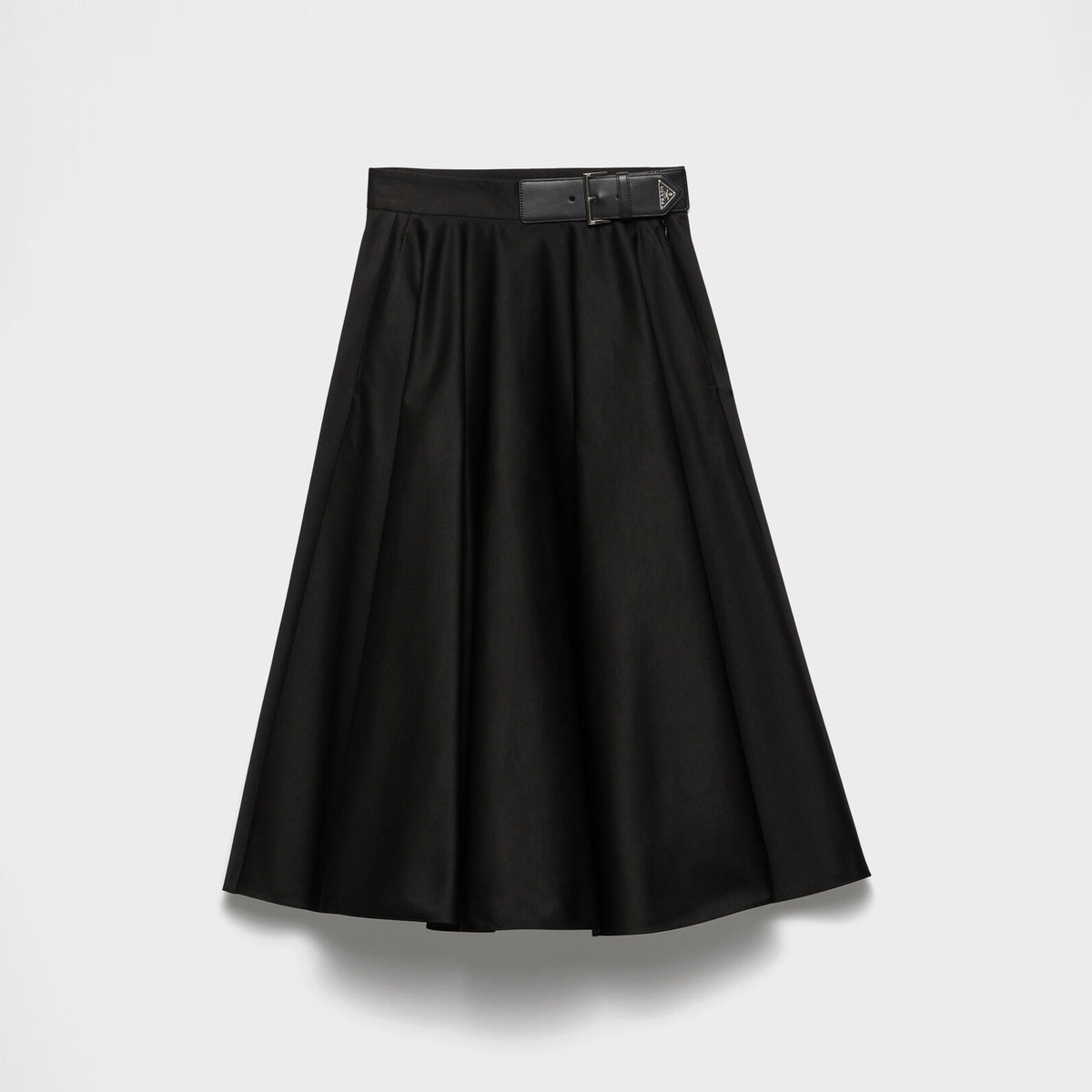 Prada Women's Spring/Summer Solid Colour Leather Belt Nylon Casual Skirt #77121