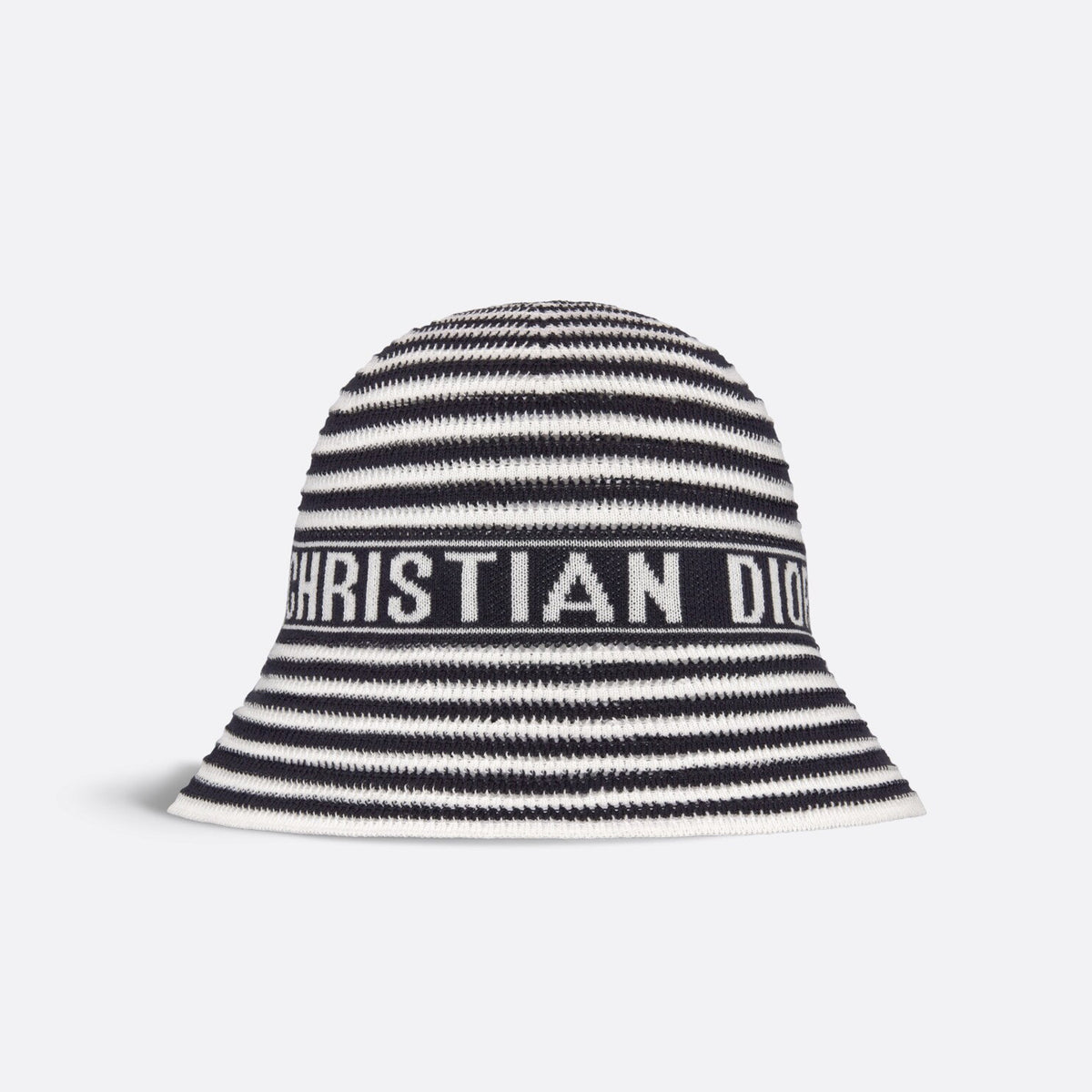 Dior Dioriviera D-Tulipe Women's Black and White Striped Embroidered Letter Printed Cotton Fisherman's Hat Cap #72552