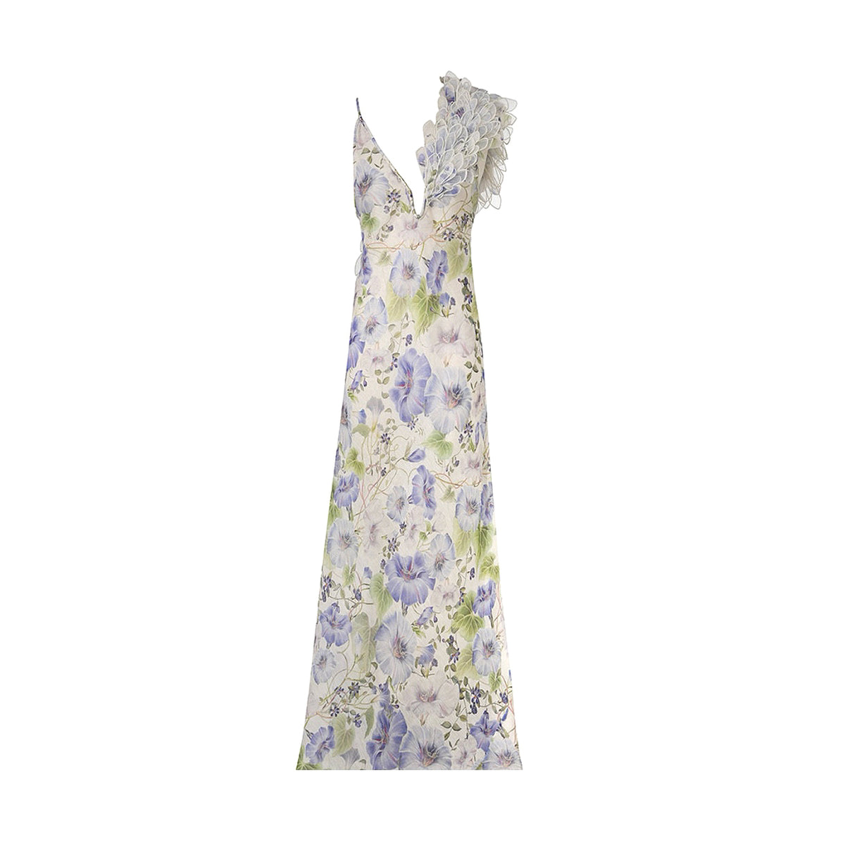 Zimmermann Women's Summer Floral Pattern Printed Three-dimensional Feather V-neck Strapless Dress #77984