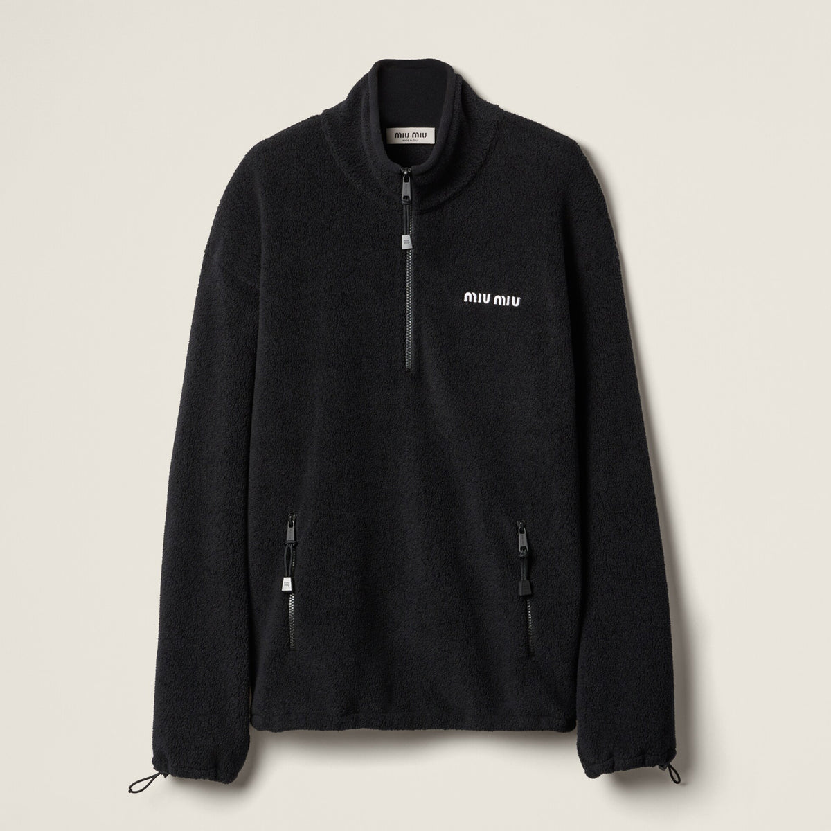 MiuMiu Women's Autumn and Winter Solid Color Logo Letter Fleece Zipper High Neck Long Sleeve Sweatshirt #74946