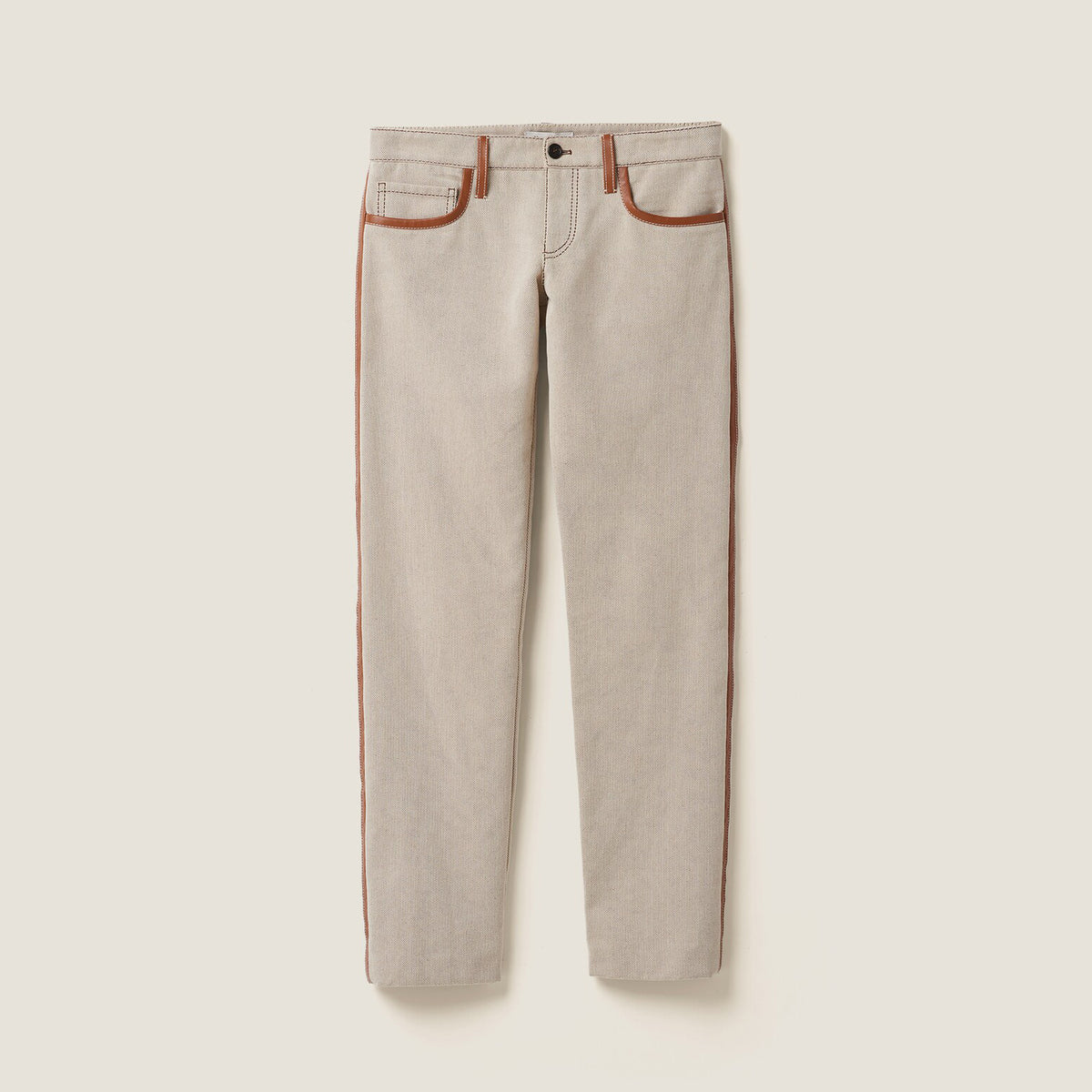 MiuMiu Women's Spring/Autumn Solid Color Embroidered Letter Print Denim Pants #77543