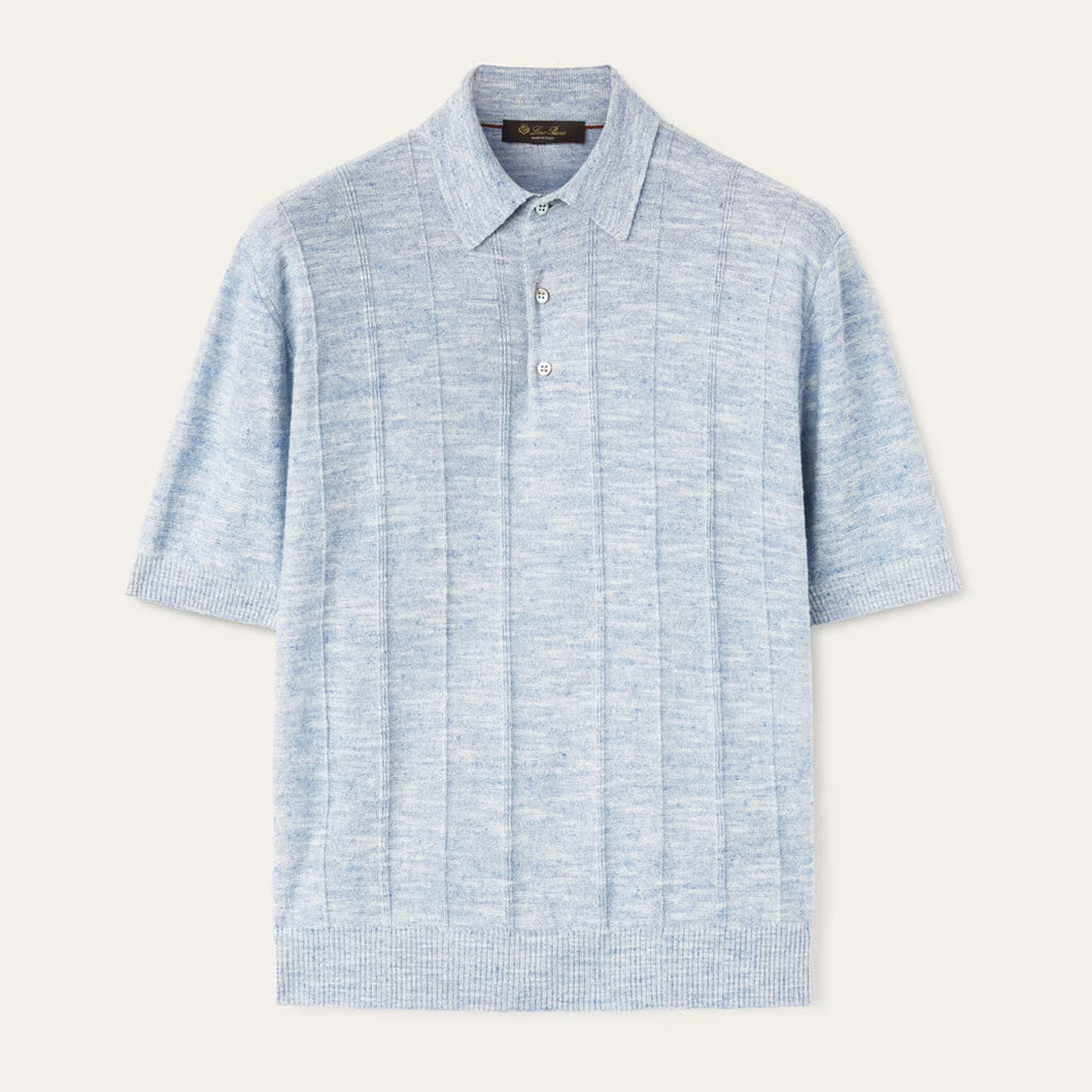 Copy  Loro Piana Men's Summer Tori Linen Silk Casual Solid Color Knit Lapel Short Sleeve Polo Shirt Ngvp #1773
