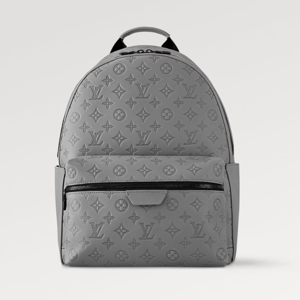 Louis Vuitton Men's Monogram Full Print Zipper Cowhide Backpack Gray Discovery Shoulder Bag #99352
