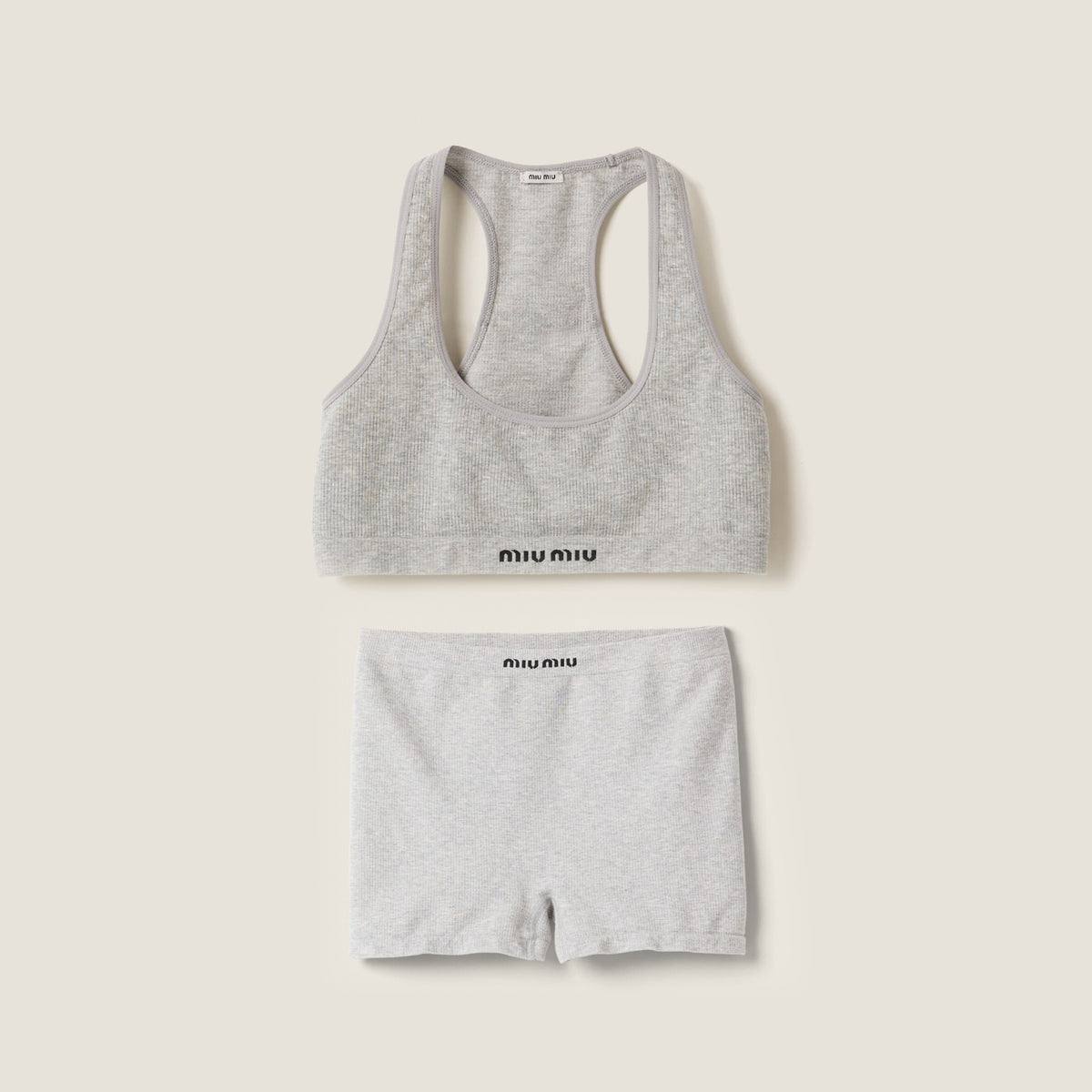 MiuMiu Women's Summer Solid Colour Seamless Knitted Cotton Camisole Top Boxer Shorts Set Suit #76915