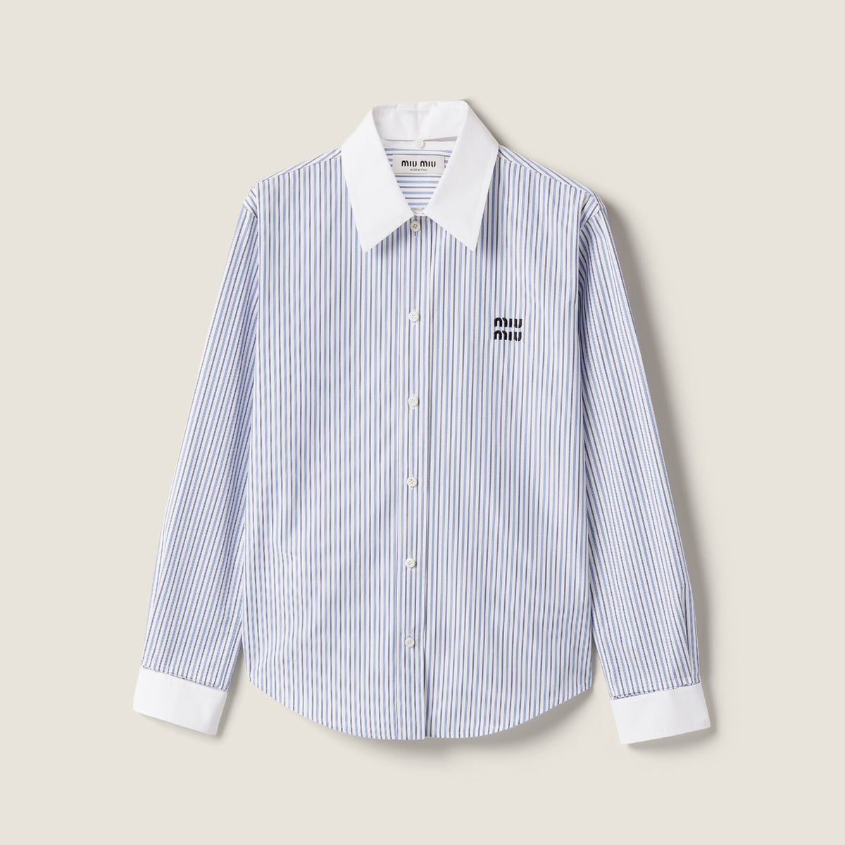 MiuMiu Women's Spring/Fall Fashion Casual Collared Single-Breasted Cotton Striped Shirt #78474