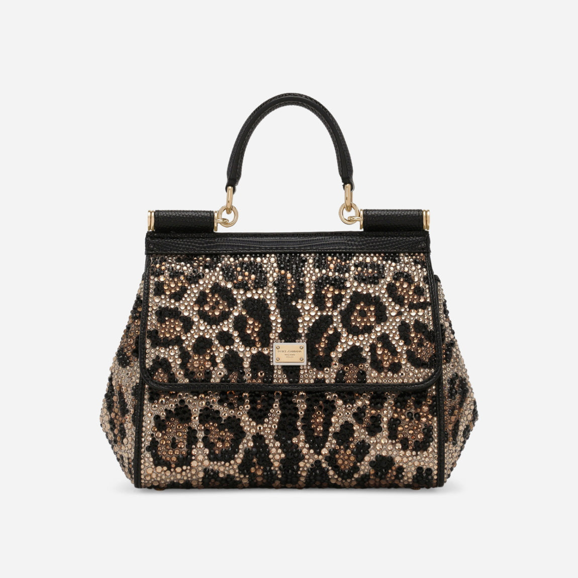 Dolce&Gabbana Women's BlingBling Sicily Leopard Print Rhinestone Leather Handbag Bag Bags #98167