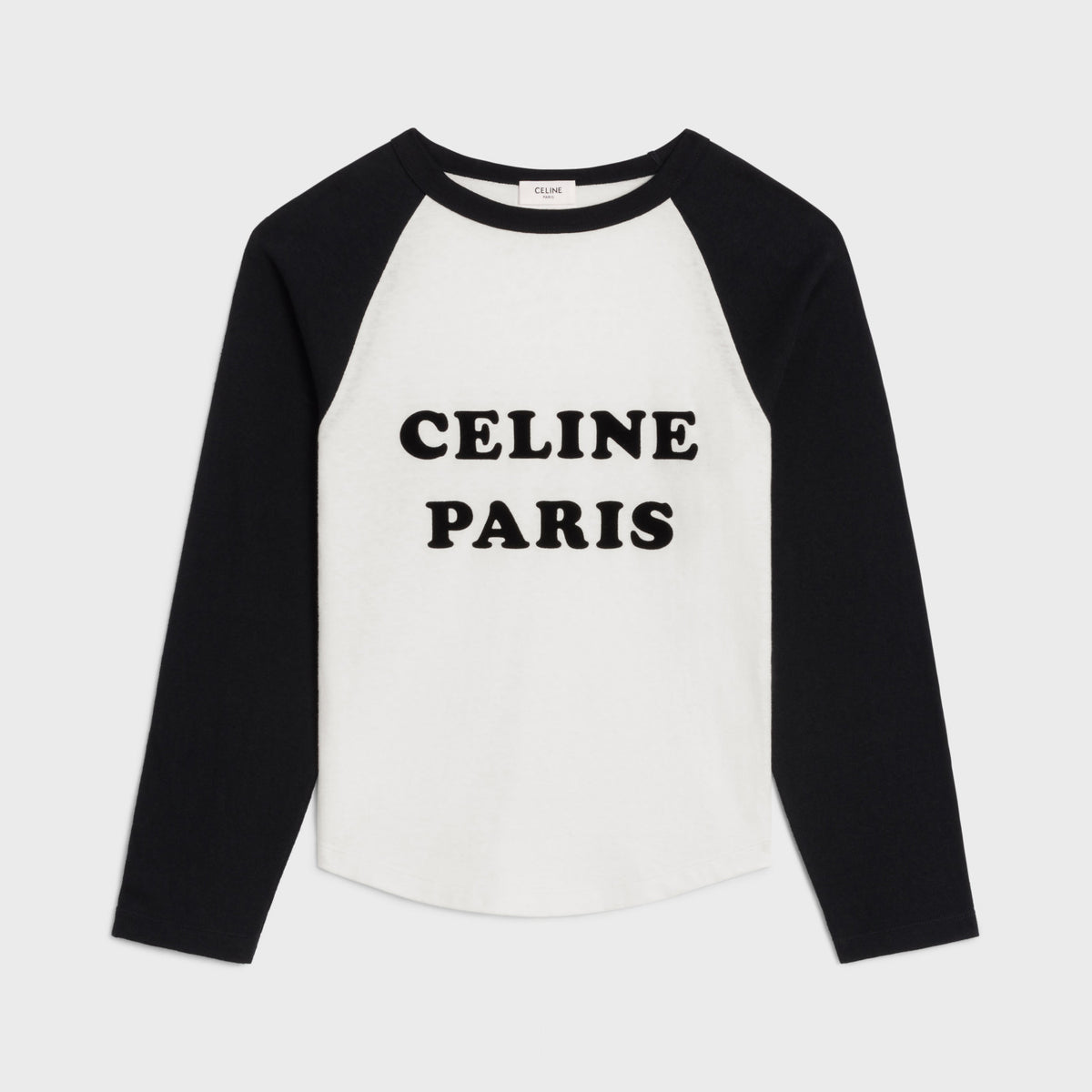 Celine Women's Summer Color Clash Letter Printed Plunger Round Neck Long Sleeve T-Shirt Top #75111
