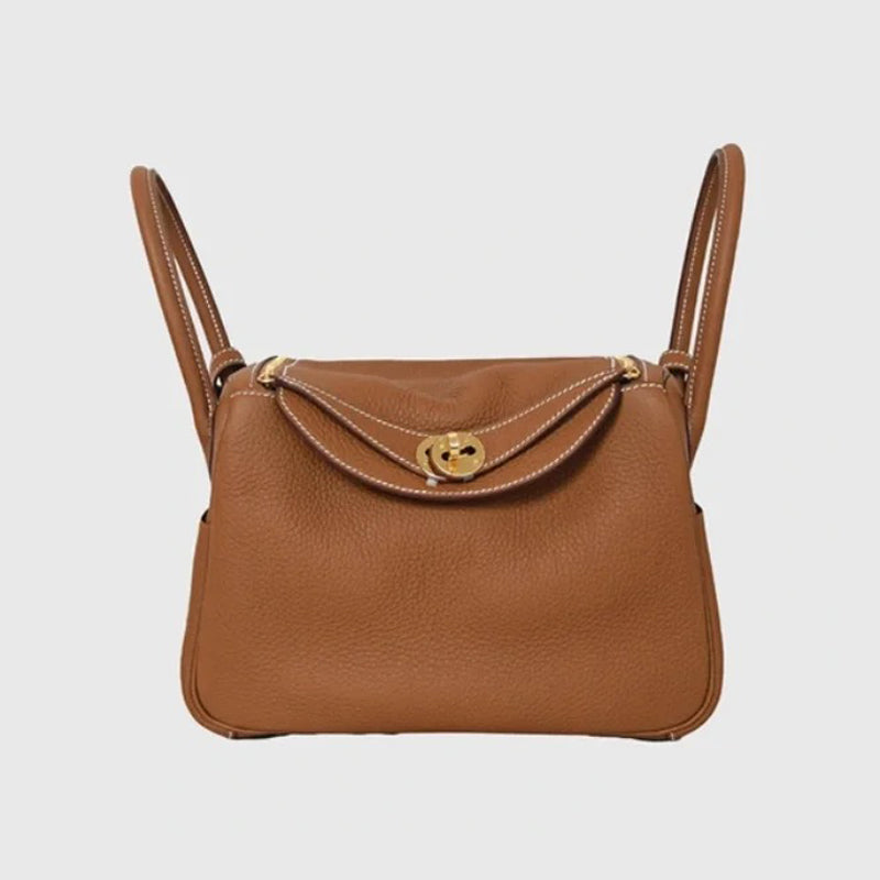Hermes Women's Golden Brown Suede Patchwork Swift Leather Tote Shoulder Bag Bags #97932