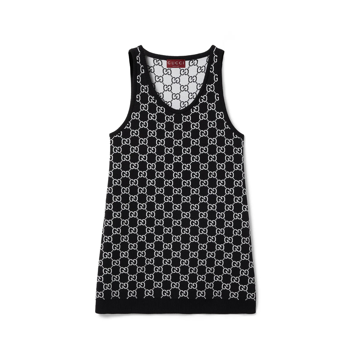 Gucci Women's Summer Logo Print Wool Round Neck Strapless Dress #77426