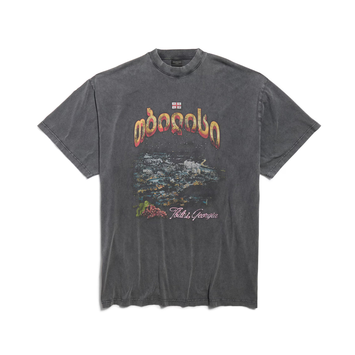 Balenciaga Men's Summer Letter Printed Round Neck Loose Faded Tbilisi Long Sleeve Short Sleeve T-Shirt Ngvp #1156