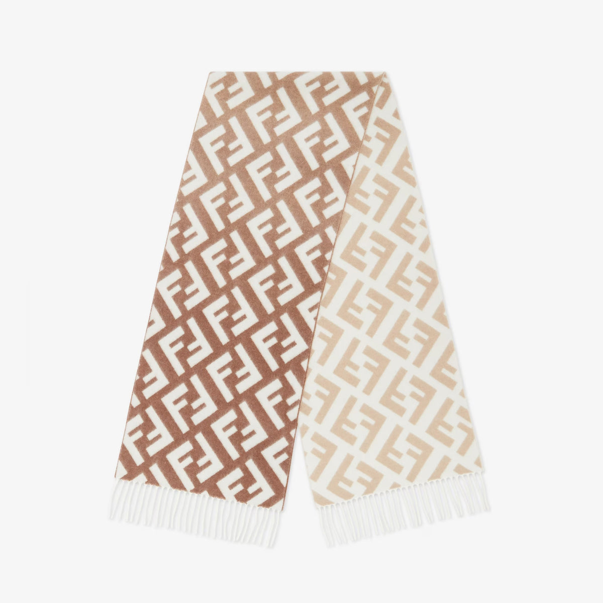 Fendi Women's FF Letter Logo Pattern Raw Edge Warm Fleece Scarf #73848