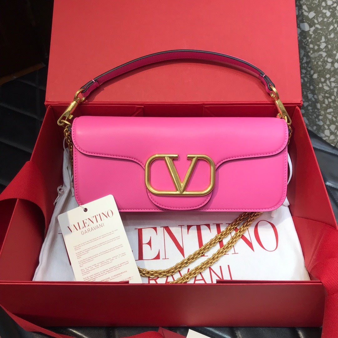 Valentino Garavani Locò Small Shoulder Bag in Calfskin with VLogo Signature #333468