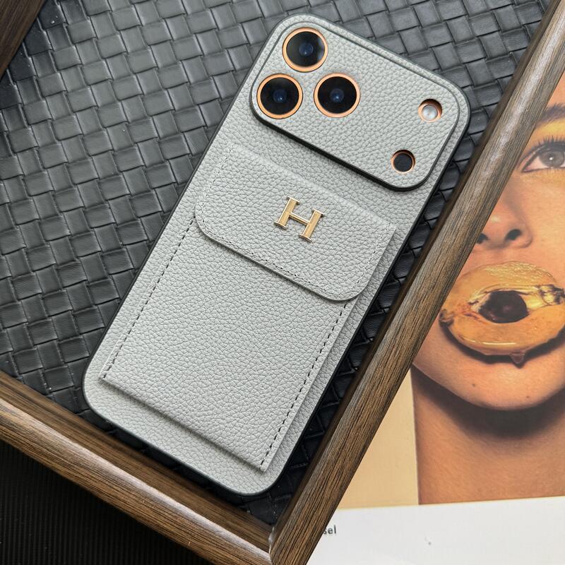 Hermes Men's And Women's Classic Solid Color Logo Leather Apple Series Phone Case Accessories #79471