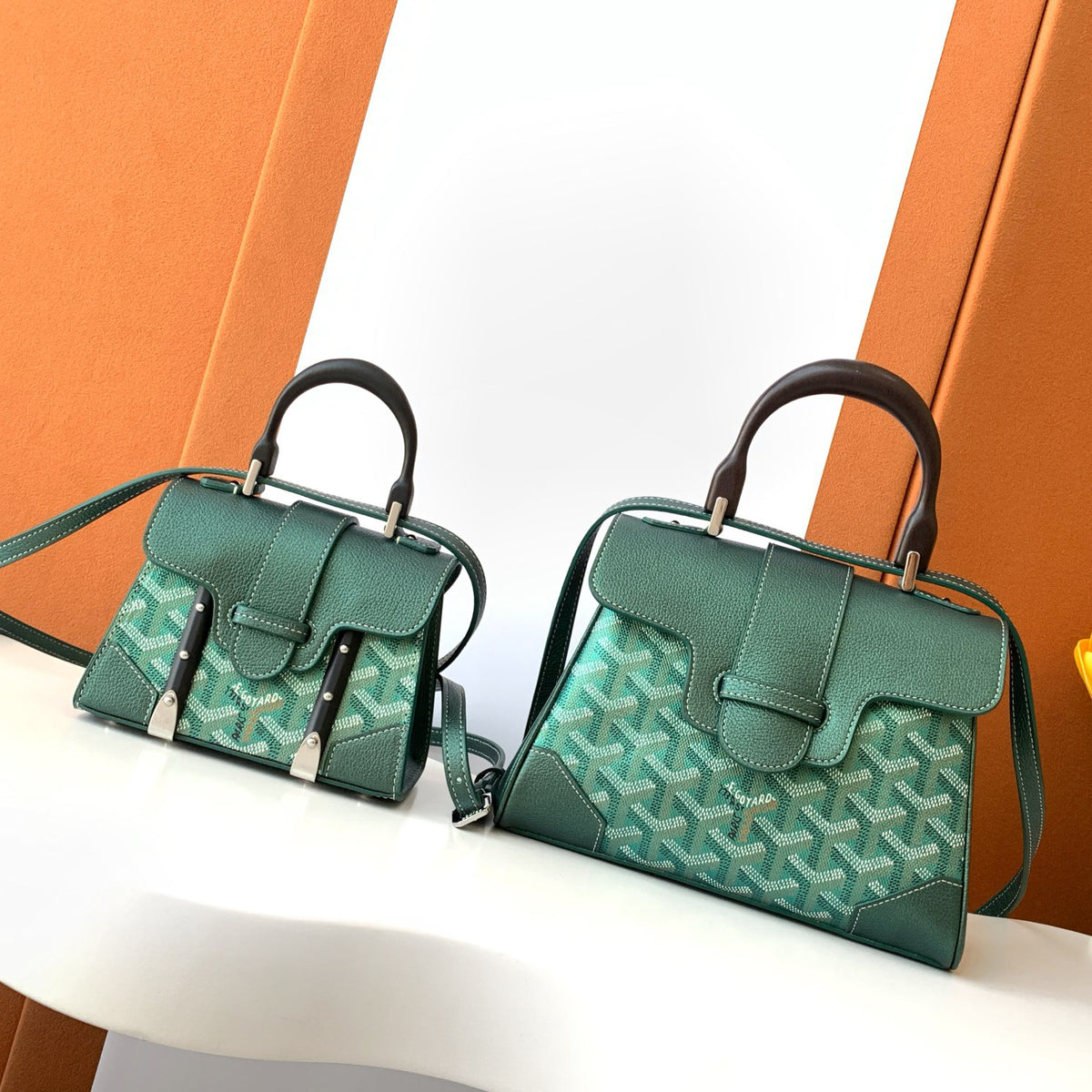 Goyard PM Saigon Exquisite Leather Printed Wooden Carrying Handle Crossbody Bag Bags #74227