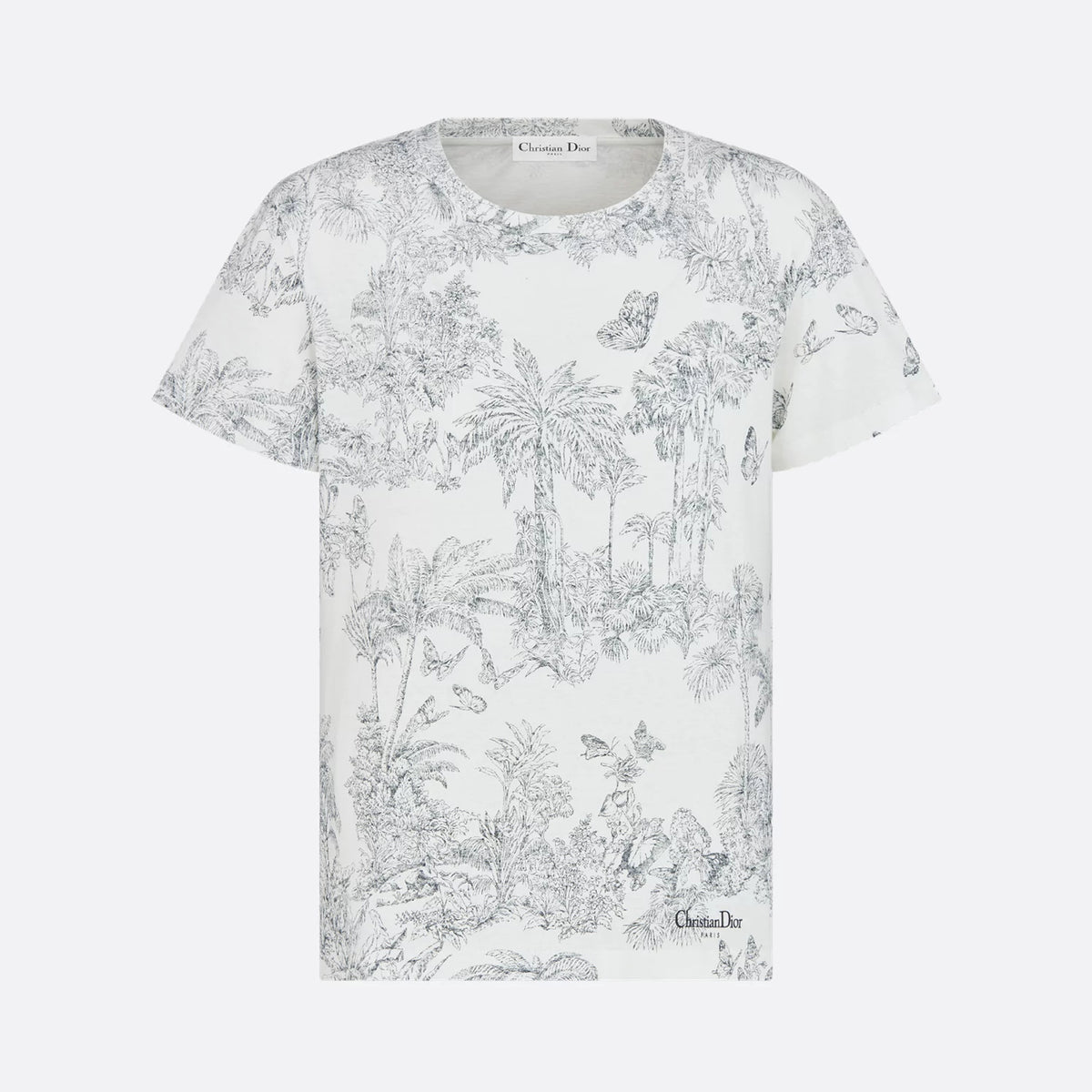 Dior Women's Dioriviera Printed Knit Cotton Short Sleeve Solid Color Round Neck Summer T-Shirt #81181