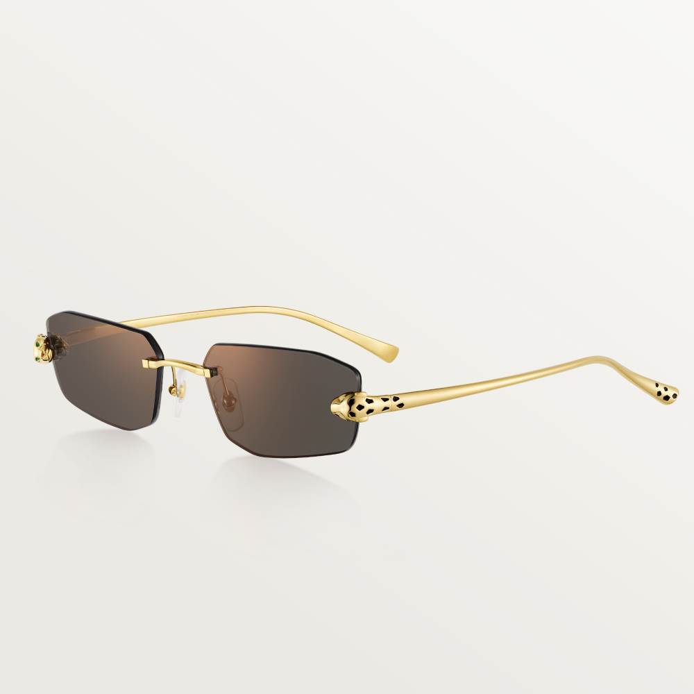 Cartier PANTHÈRE DE CARTIER Men's and Women's Solid Colour Lens Legs Logo Styling Irregular Shape Sunglasses Eyeglasses Glasses #76612