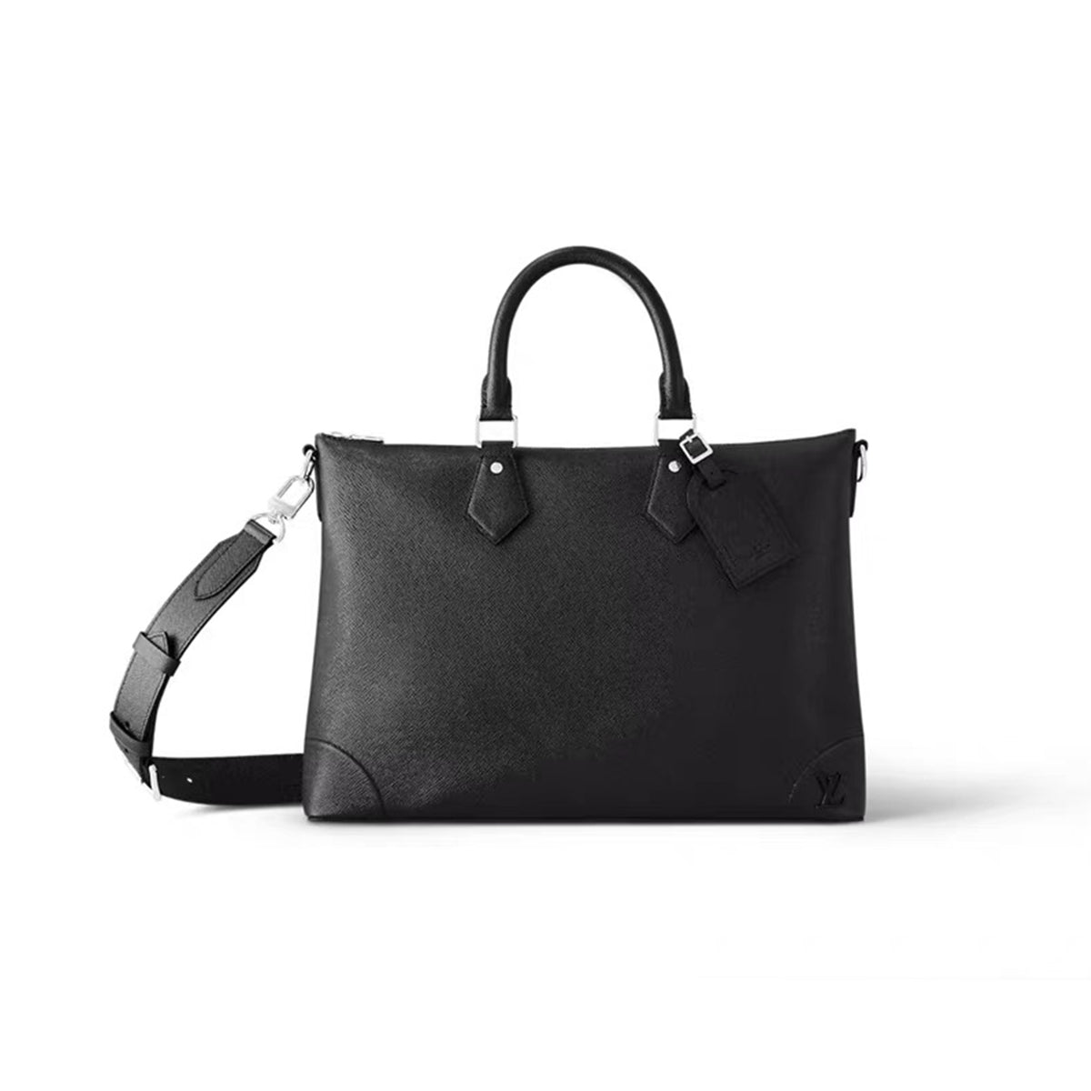 Louis Vuitton Men's Women's Black Cowhide Briefcase Bags Corner Logo Tote Slanting Cross Computer Bag Casual Bag #99117