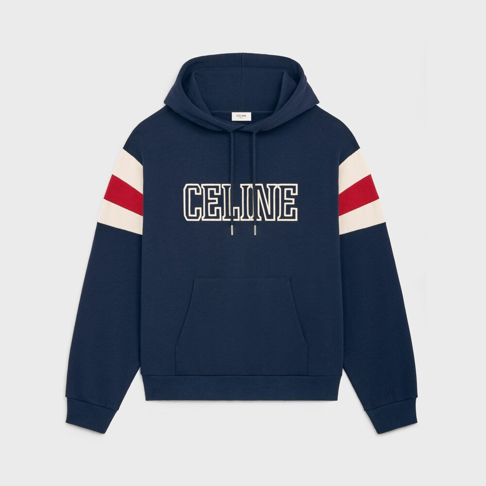 Celine Men's and Women's Unisex Spring/fall Fashion Casual Hooded Color-blocked Long-sleeve Oversized Sweatshirt With Letter Print Between Sleeves Hooded Sweatshirt #78455