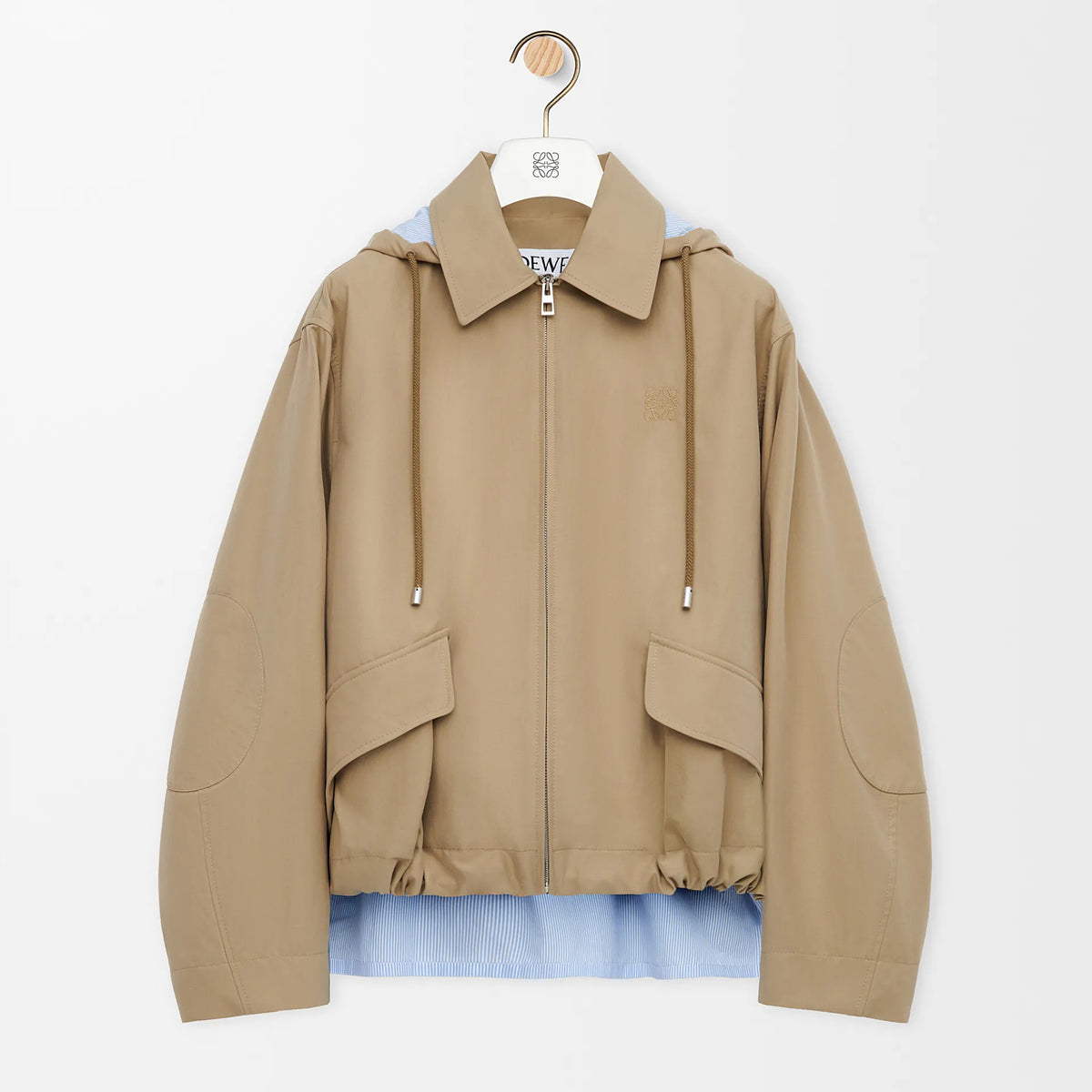 Loewe Women's Spring/Fall Fashion Classic Solid Color Lapel Zipper Logo Embroidered Waist Tapered Jacket #79355