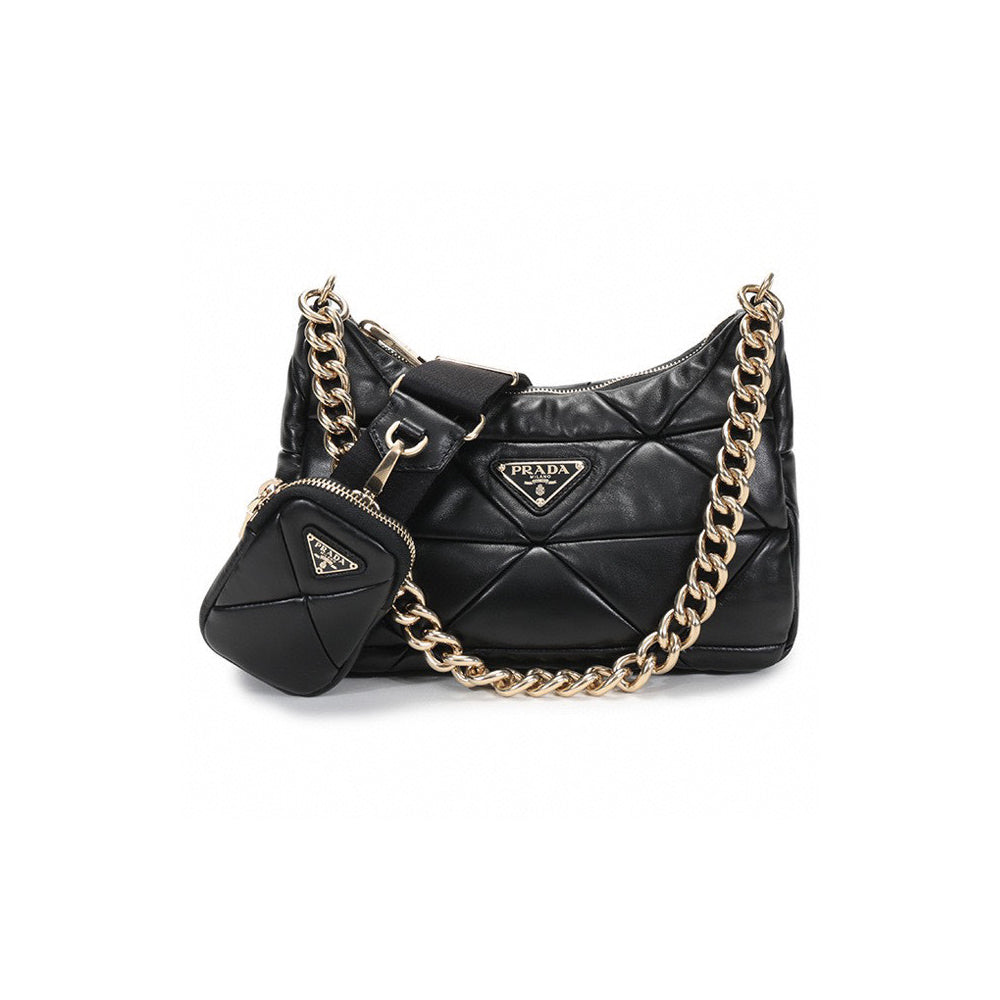 Prada  Black Leather Chain Bag #57626