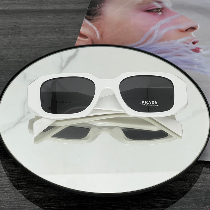 Prada Women's Triangle Logo Solid Color Acetate Irregular Shape Sunglasses Eyeglasses Glasses #72799