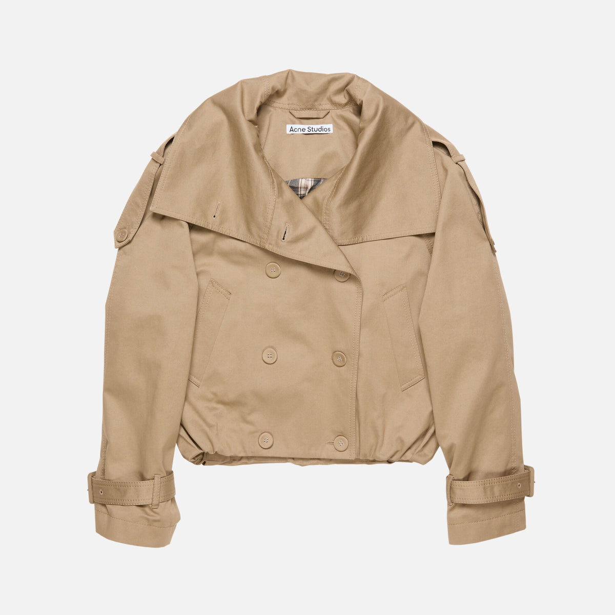 Acne Studios Women's Spring/Fall Fashion Casual Love You Solid Color High-Neck Double-Breasted Twill Trench Coat Short Jacket #78969